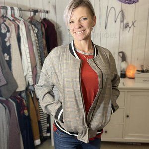 Hem and Thread Varsity Detail Jacket